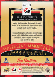 2025-26 Upper Deck Tim Hortons Collectors Series Maple Leaf Immortals Ml-3 Mario Lemeiux