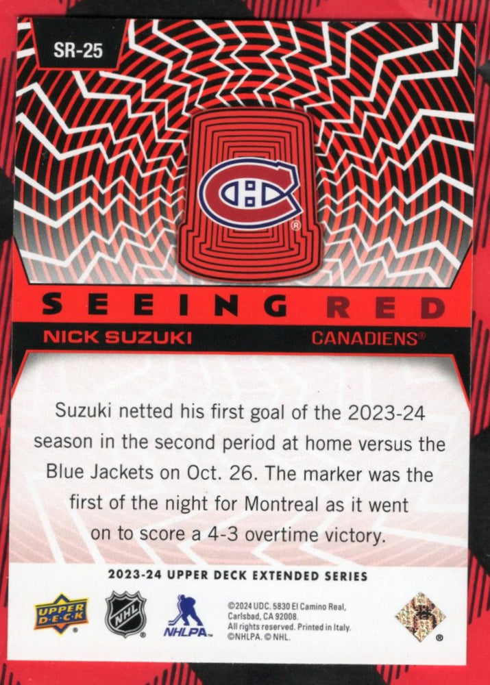 2023-24 Upper Deck Extended Seeing Red Sr-25 Nick Suzuki