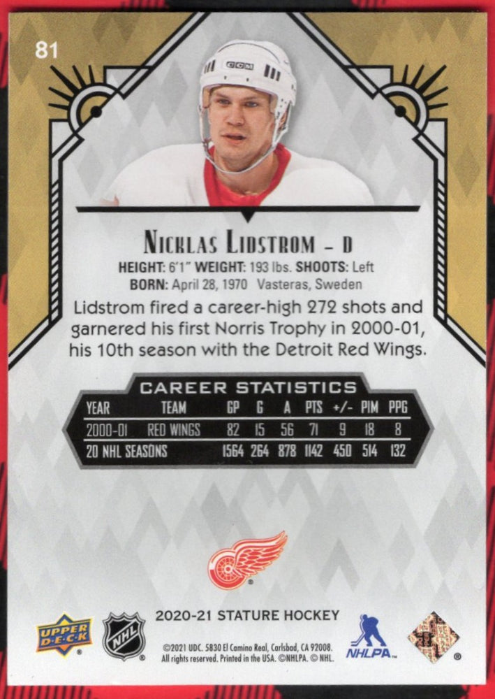 2020-21 Upper Deck Stature Green #81 Nicklas Lidstrom /175