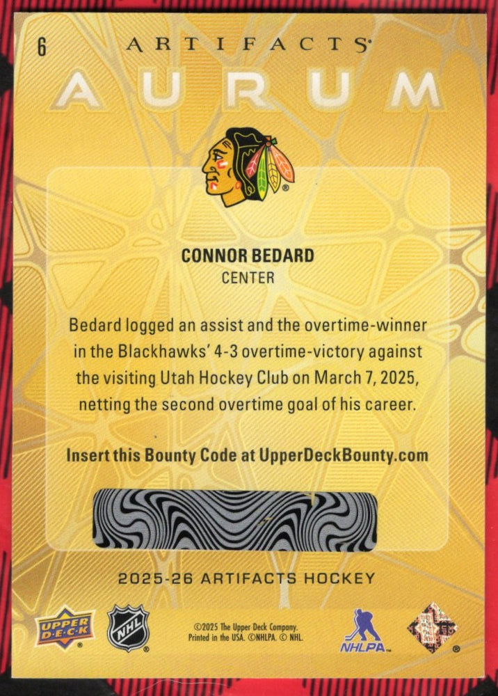 2025-26 Upper Deck Artifacts Aurum (Unscratched) #6 Connor Bedard