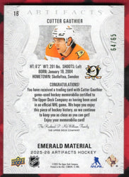 2024-26 Upper Deck Artifacts Emerald Material #16 Cutter Gauthier /65