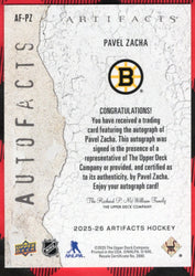 2025-26 Upper Deck Artifacts Autofacts Af-Pz Auto Pavel Zacha