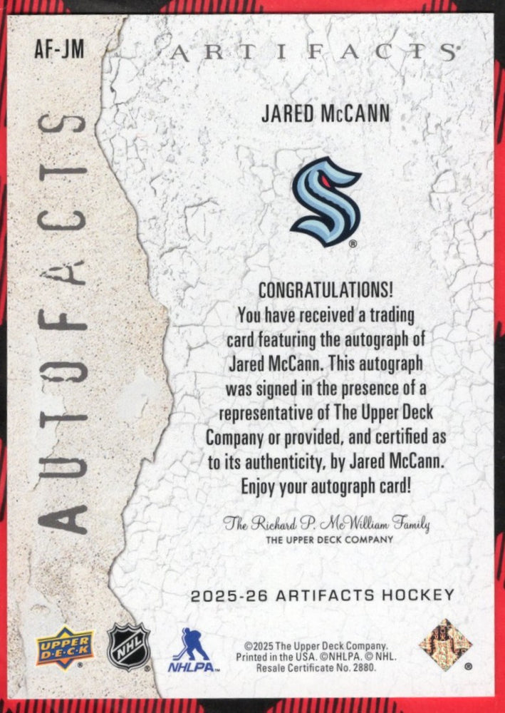 2025-26 Upper Deck Artifacts Autofacts Af-Jm Auto Jared Mccann