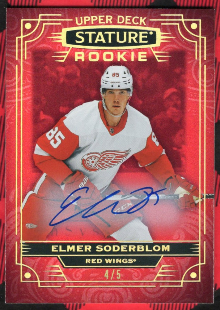 2023-24 Upper Deck Stature Red Auto Rookie #175 Rookie Rc Auto Elmer Soderblom /5