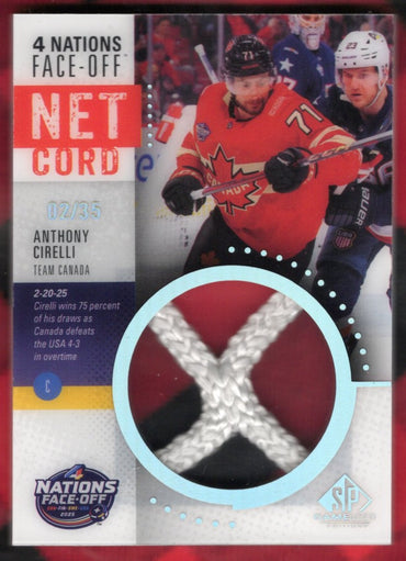 2025-26 Upper Deck Sp Game Used 4 Nations Net Cord 4Nn-Ac Anthony Cirelli /35