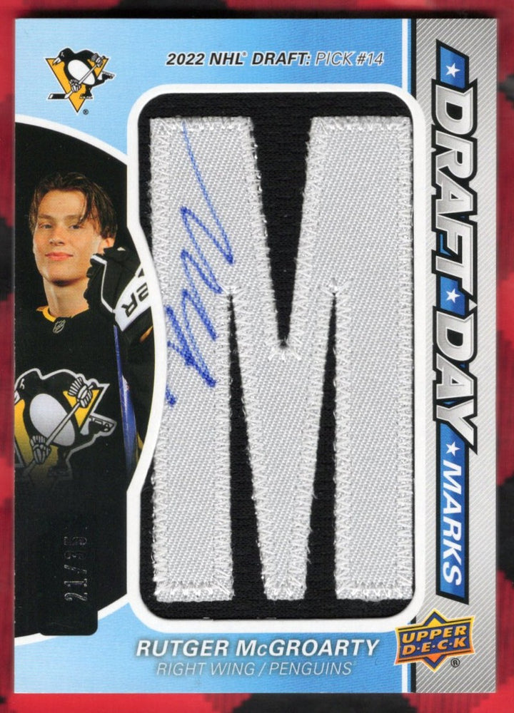 2025-26 Upper Deck Sp Game Used Draft Day Marks Ddm-Rm Auto Rutger Mcgroarty /35