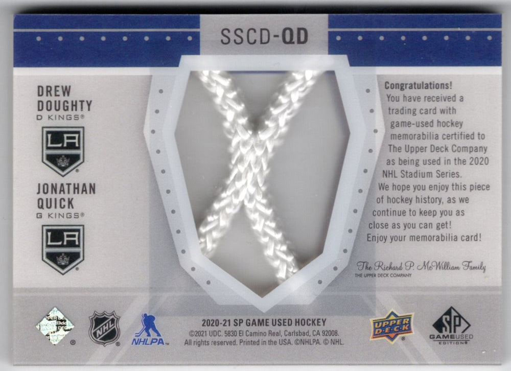 2020-21 Upper Deck Sp Game Used Stadium Series Net Cord Sscd-Qd Drew Doughty Jonathan Quick /35