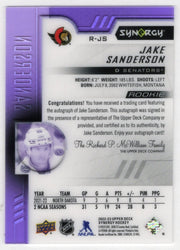 2022-23 Upper Deck Synergy Rookie Auto Redemption R-Js Rookie Rc Auto Jake Sanderson /99