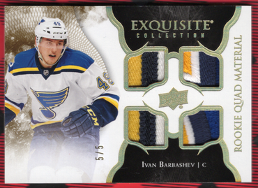 2017-18 Upper Deck Exquisite Collection Rookie Quad Material Rq-18 Rookie Rc Ivan Barbashev (5)/5
