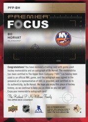 2023-24 Upper Deck Premier Premier Focus Pfp-Bh Auto Bo Horvat /15