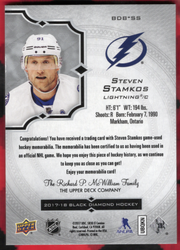 2017-18 Upper Deck Black Diamond Relics Bdb-Ss Steven Stamkos /149