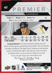 2018-19 Upper Deck Premier Premium #47 Mario Lemieux /10