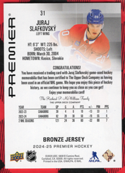 2024-25 Upper Deck Premier Bronze Material #31 Juraj Slafkovsky