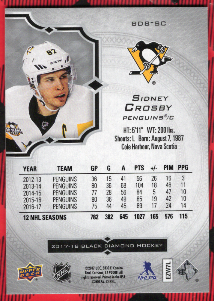 2017-18 Upper Deck Black Diamond Bdb-Sc Sidney Crosby /249