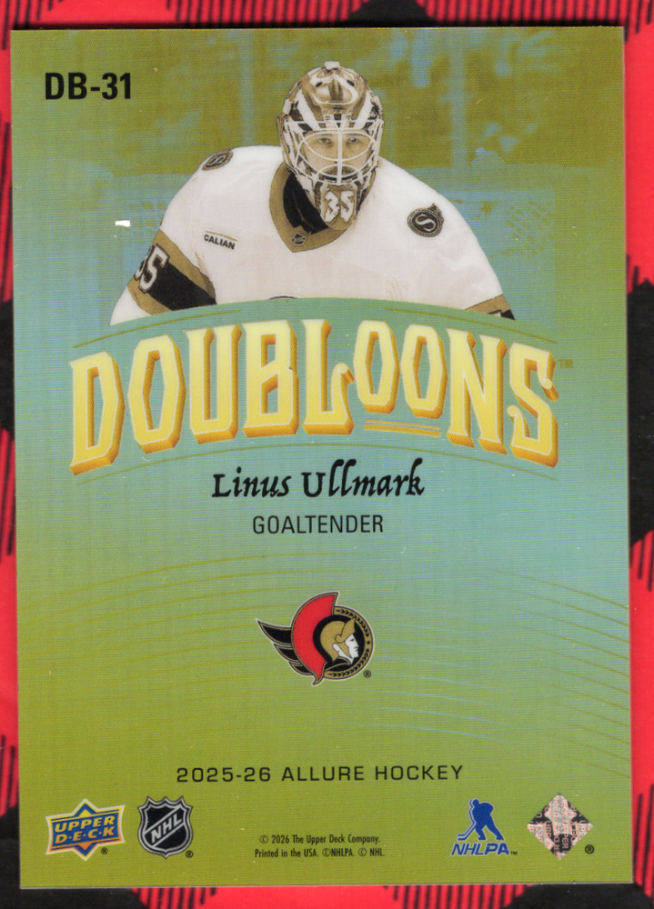 2025-26 Upper Deck Allure Doubloons Db-31 Linus Ullmark