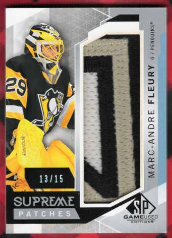 2015-16 Upper Deck Sp Game Used Supreme Patches Pa-Ma Marc-Andre Fleury /15