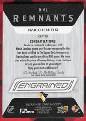 2025 Upper Deck Engrained Icons Remnants R-Ml Mario Lemieux /49