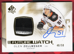 2024-25 Upper Deck Sp Authentic Future Watch Patch Auto #101 Rookie Rc Auto Olen Zellweger /50