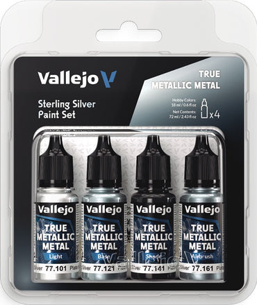 VALLEJO: TRUE METALLIC METAL STERLING SILVER PAINT SET