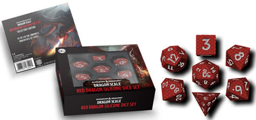 DND SILICONE 7 DICE SET DRAGON SCALE RED