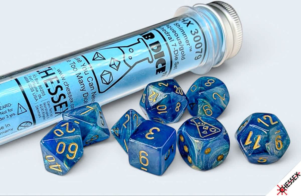 SHIMMER 7-DICE SET POLYHEDRAL AQUEOS/GOLD