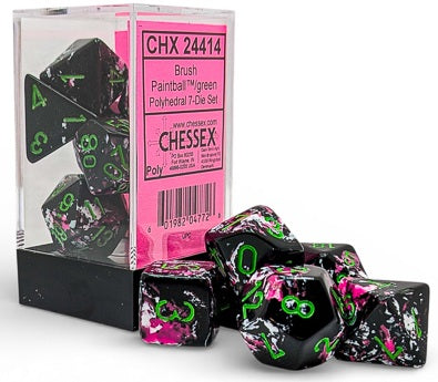 BRUSH 7-DIE SET POLYHEDRAL PAINTBALL/GREEN