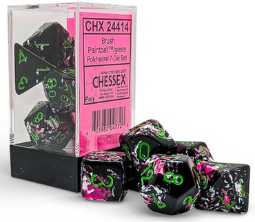 BRUSH 7-DIE SET POLYHEDRAL PAINTBALL/GREEN