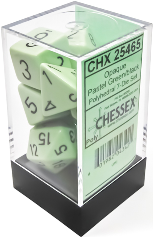 OPAQUE 7-DIE SET POLYHEDRAL PASTEL GREEN/BLACK