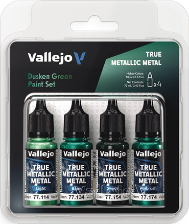 VALLEJO: TRUE METALLIC METAL DUSKEN GREEN PAINT SET