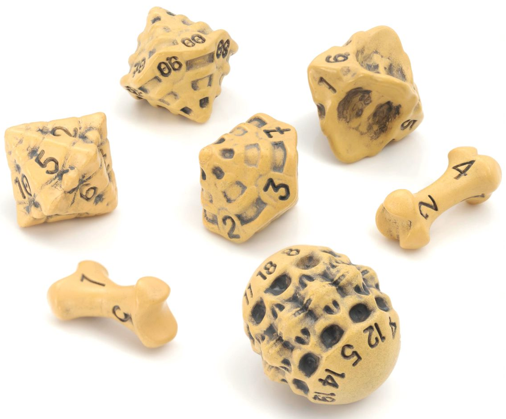 7-DIE SET SKULL & BONE ANCIENT BONE YELLOW
