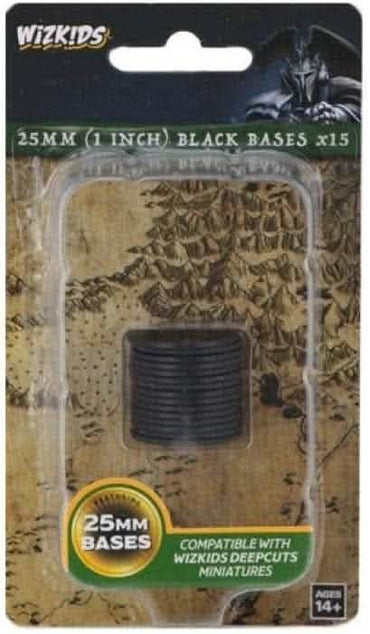 WIZKIDS DEEP CUTS BLACK 25MM ROUND BASE 15CT