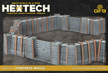 BATTLEFIELD IN A BOX: HEXTECH TRINITY CITY FORTRESS WALLS 24CT GREY