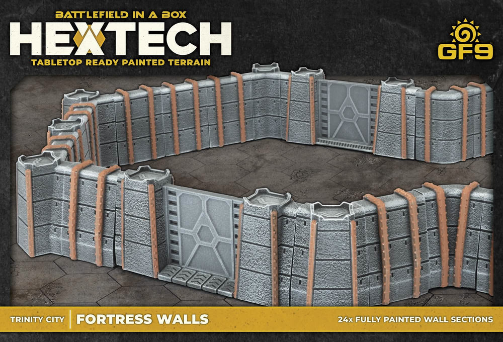 BATTLEFIELD IN A BOX: HEXTECH TRINITY CITY FORTRESS WALLS 24CT GREY