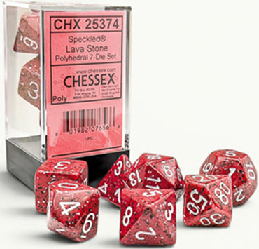 SPECKLED 7-DIE SET POLYHEDRAL LAVA STONE