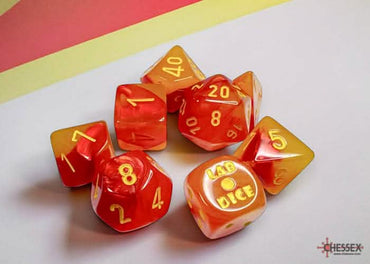 GEMINI 7-DIE SET POLYHEDRAL RED/YELLOW LUMINARY