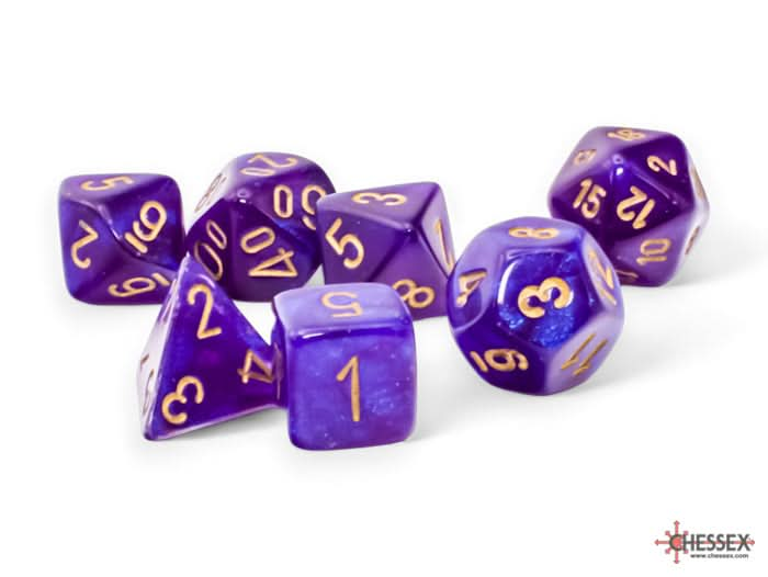 BOREALIS 7-DIE SET MEGA-HEDRAL PURPLE/GOLD LUMINARY