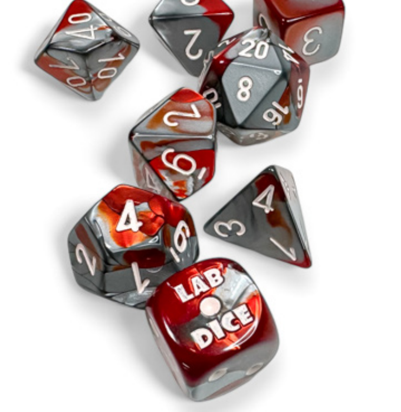 GEMINI 7-DIE SET POLYHEDRAL RED-STEEL/WHITE