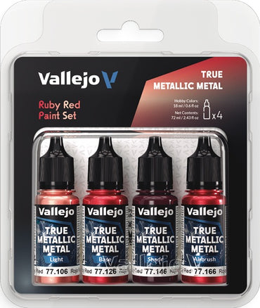 VALLEJO: TRUE METALLIC METAL RUBY RED PAINT SET