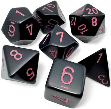 OPAQUE 7-DIE SET POLYHEDRAL BLACK/PINK