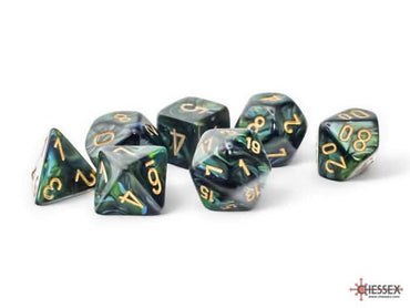 SCARAB 7-DIE SET MEGA-HEDRAL JADE/GOLD