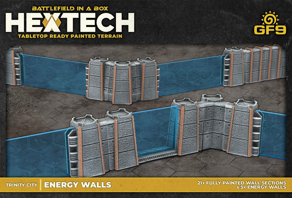BATTLEFIELD IN A BOX: HEXTECH TRINITY CITY ENERGY WALLS 26CT GREY/BLUE