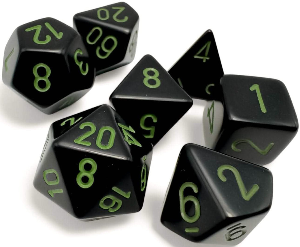 OPAQUE 7-DIE SET POLYHEDRAL BLACK/GREEN