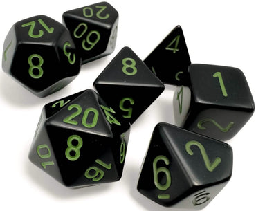 OPAQUE 7-DIE SET POLYHEDRAL BLACK/GREEN