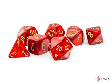 SCARAB 7-DIE SET MEGA-HEDRAL SCARLET/GOLD