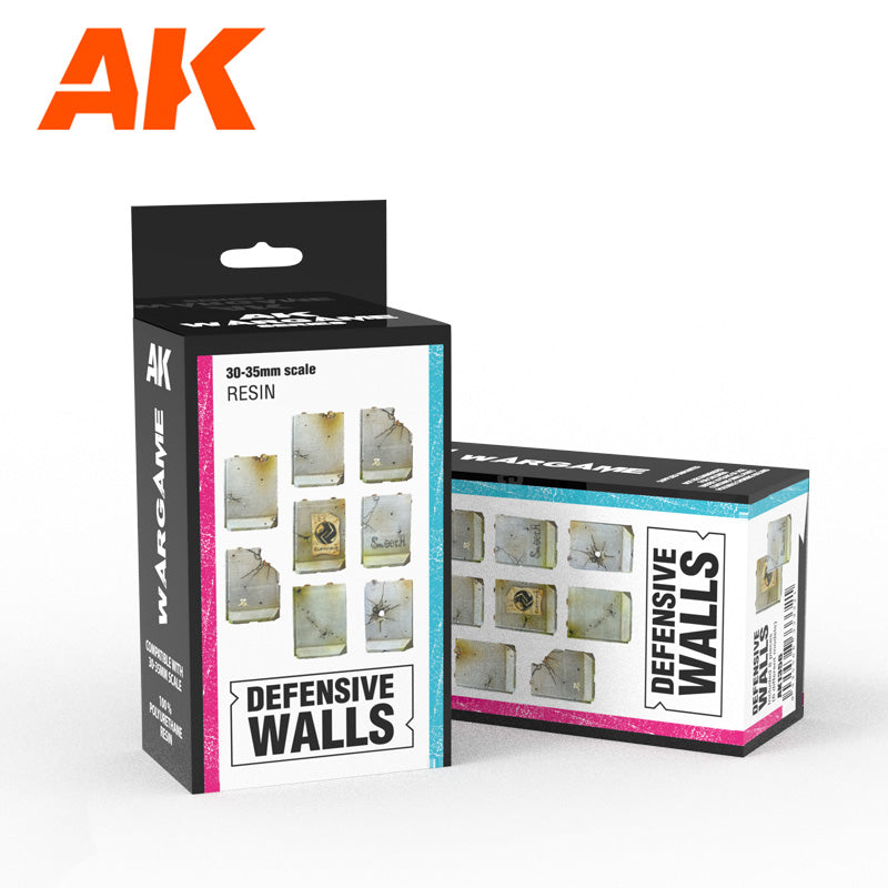 AK Interactive Defensive Walls Wargame Set 100% Polyurethane Resin Compatible With 30-35MM Scale