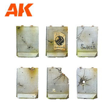 AK Interactive Defensive Walls Wargame Set 100% Polyurethane Resin Compatible With 30-35MM Scale