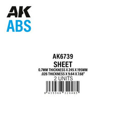 AK Interactive ABS Sheet - 0.7mm thickness x 245 x 195mm x 2 units