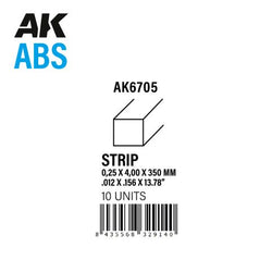 AK Interactive ABS Strip - 0.25 x 4.00 x 350mm x 10 units