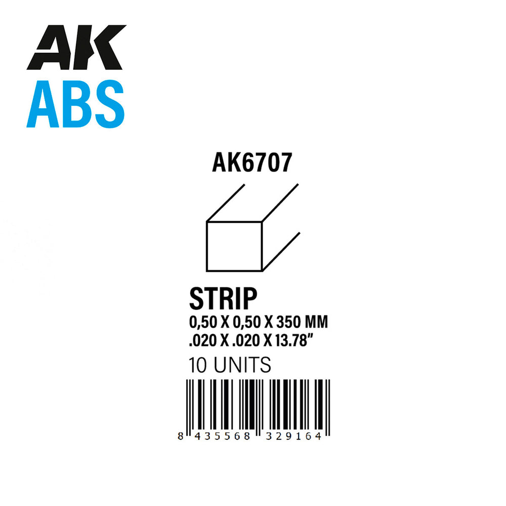 AK Interactive ABS Strip - 0.50 x 0.50 x 350mm x 10 units