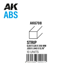 AK Interactive ABS Strip - 0.50 x 1.00 x 350mm x 10 units